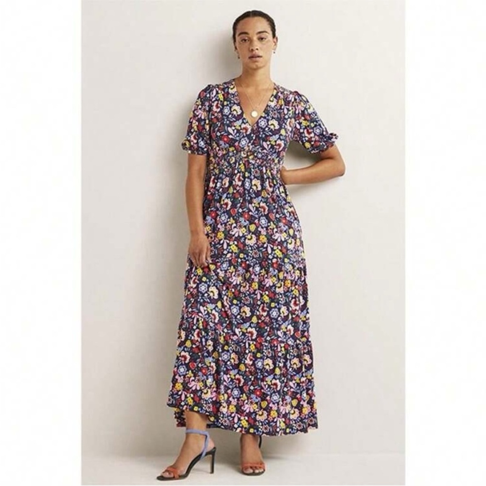 Boden Tiered Jersey‎ Maxi Navy Floral